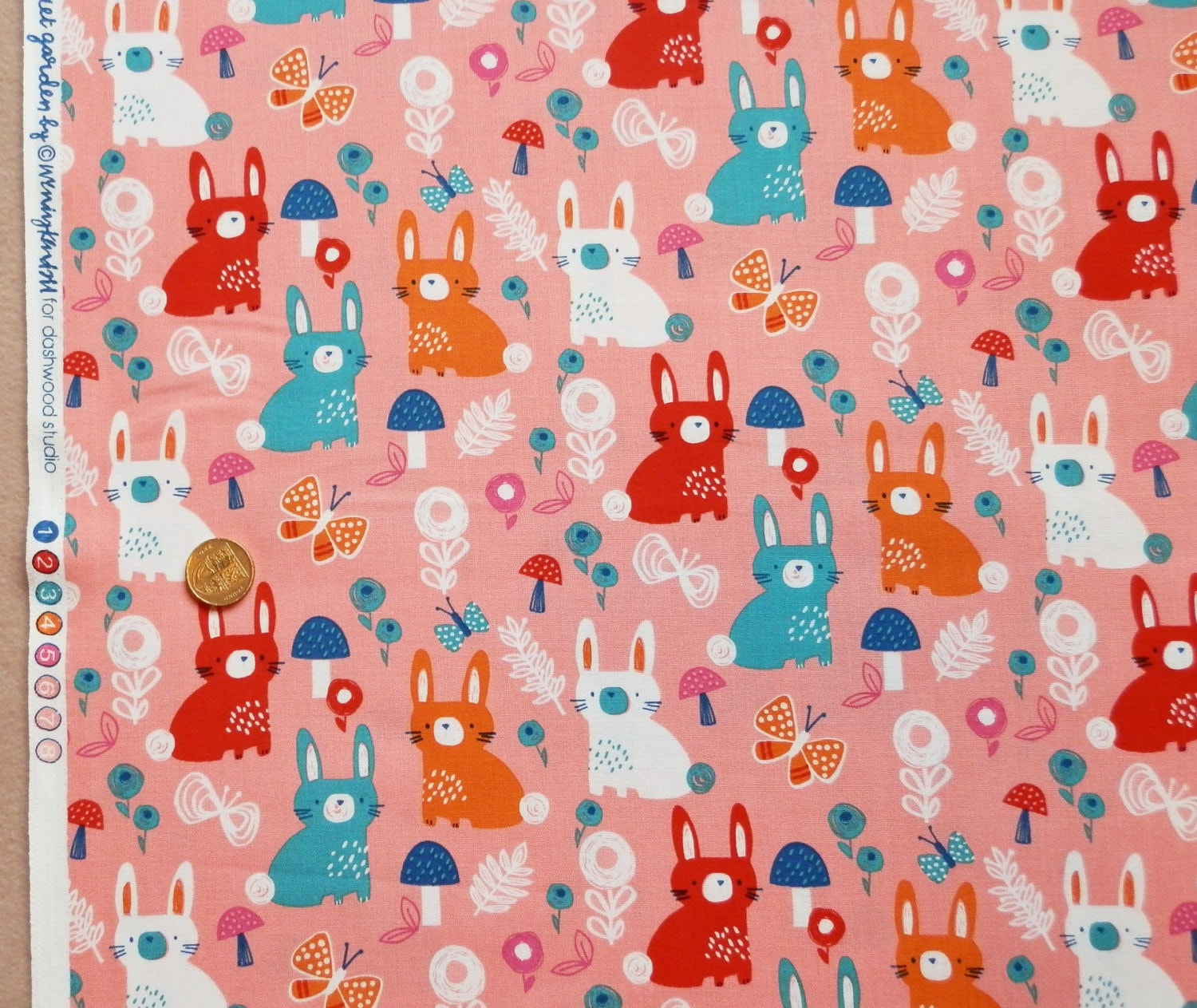 Easter cotton fabric, Dashwood rabbit fabric by the metre, Easter bunny ...