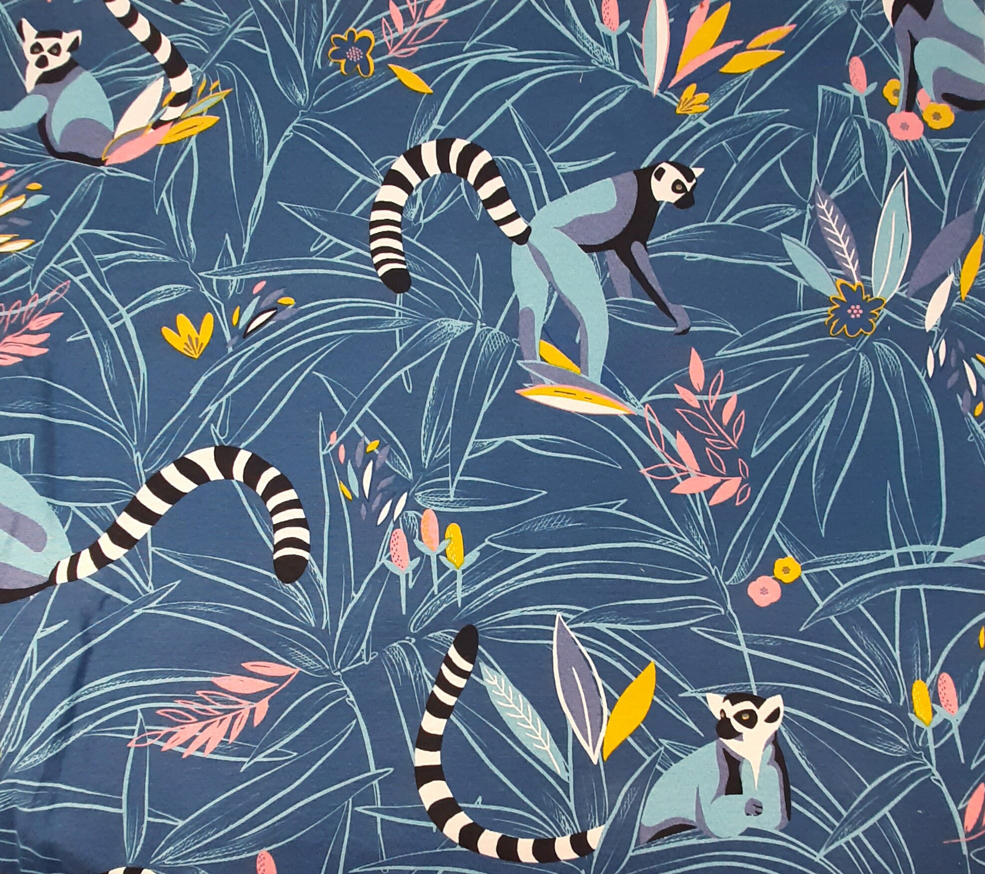 Blue Lemur upholstery fabric - Lemur Heavy weight cotton ...