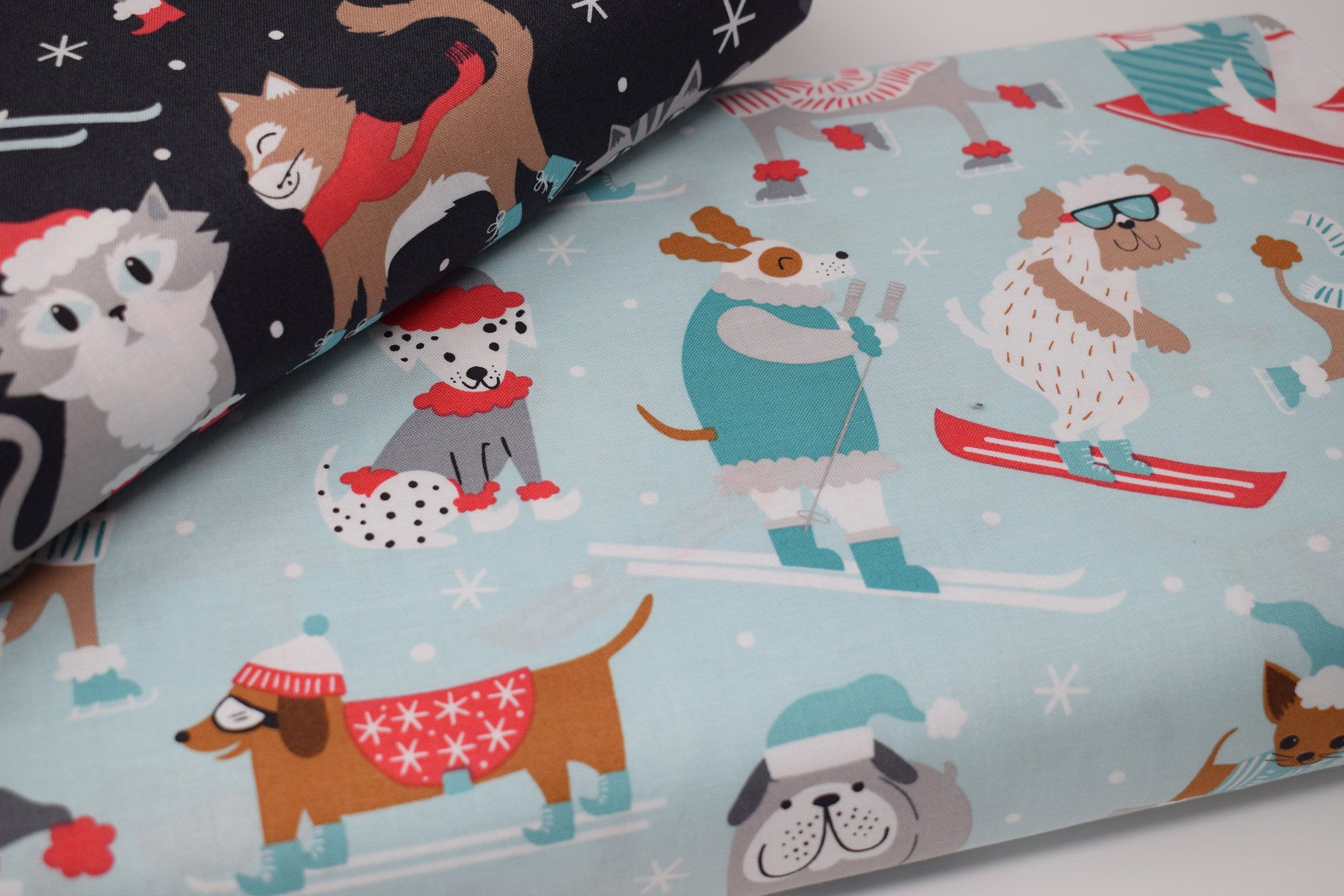 Blend Christmas dog fabric I Blend snowlandia printed cotton I