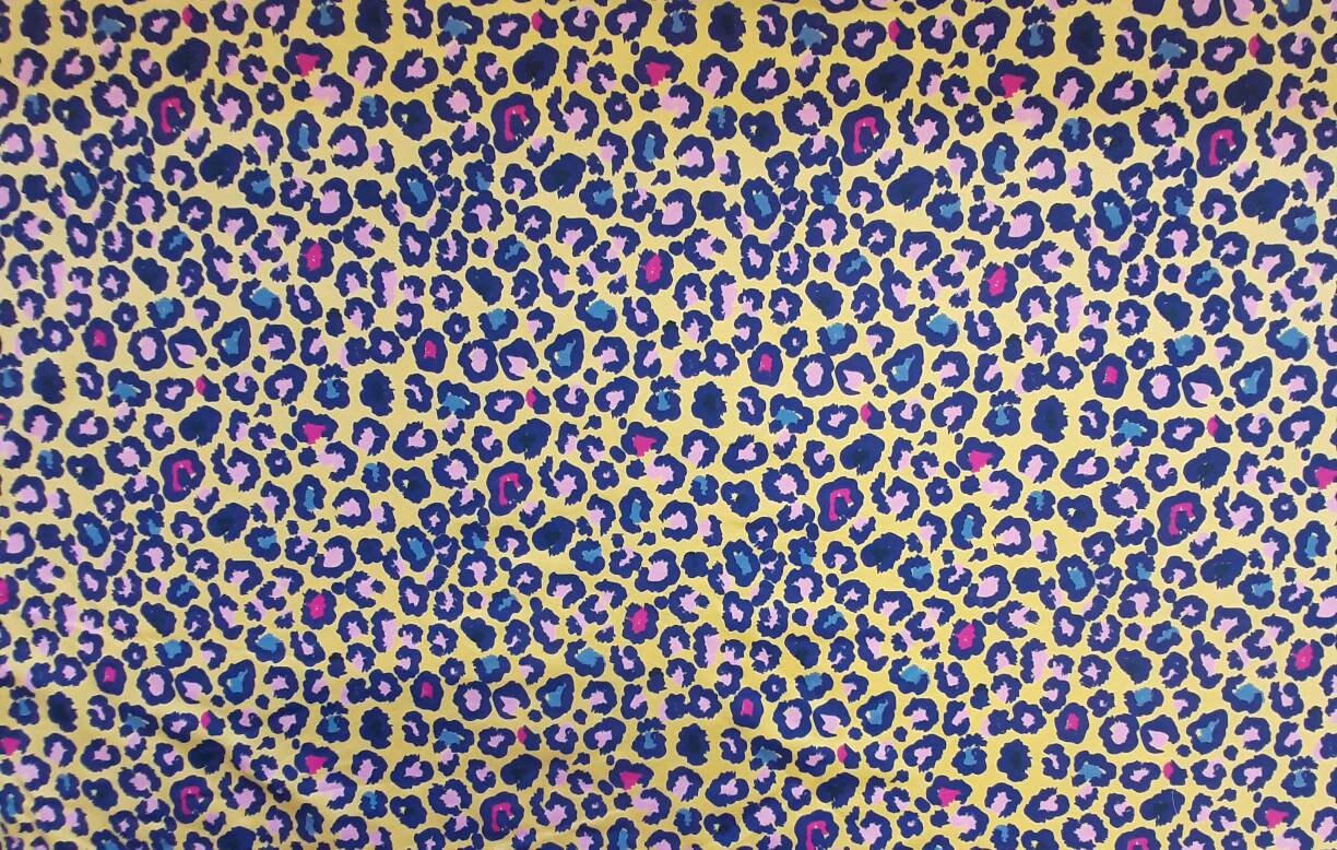 Leopard yellow jersey knit fabric Stretch jersey fabric by half metre