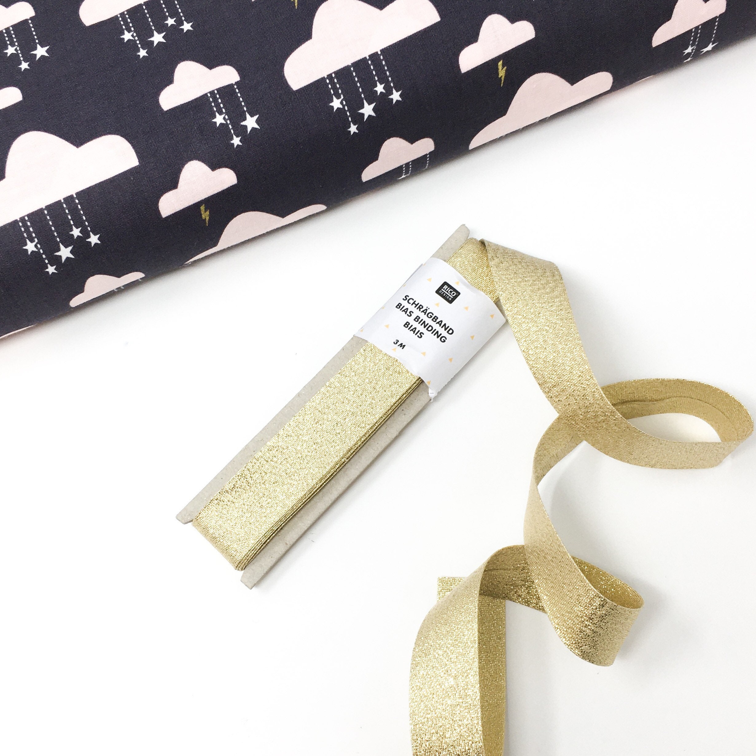 Gold bias binding tape 3m Gold lame bias binding Metallic gold bias