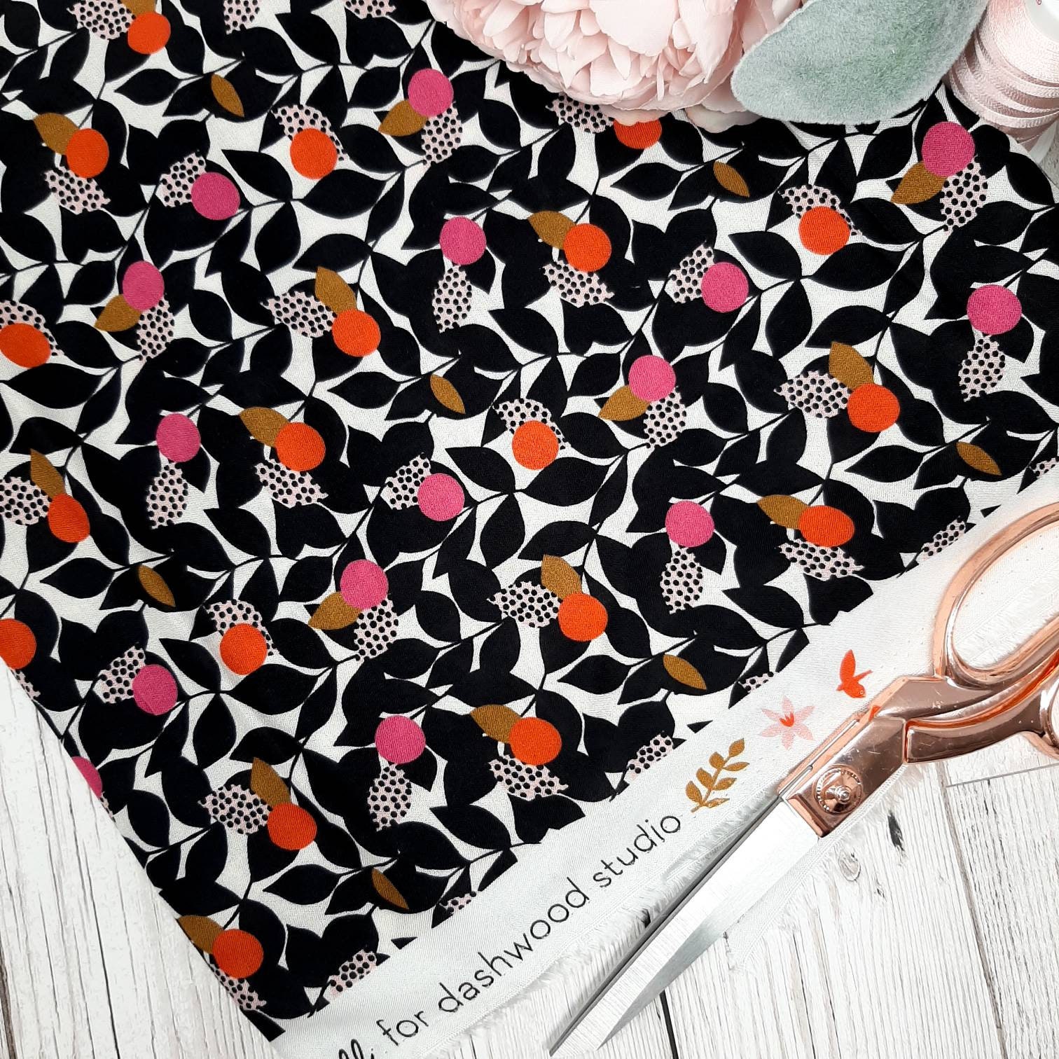 Modern Viscose Fabric for Dressmaking Dashwood studios floral neon