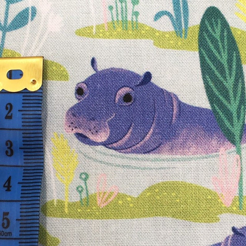 Novelty Quilting fabric Hippo Cotton Fabric Aqua Congo | Etsy