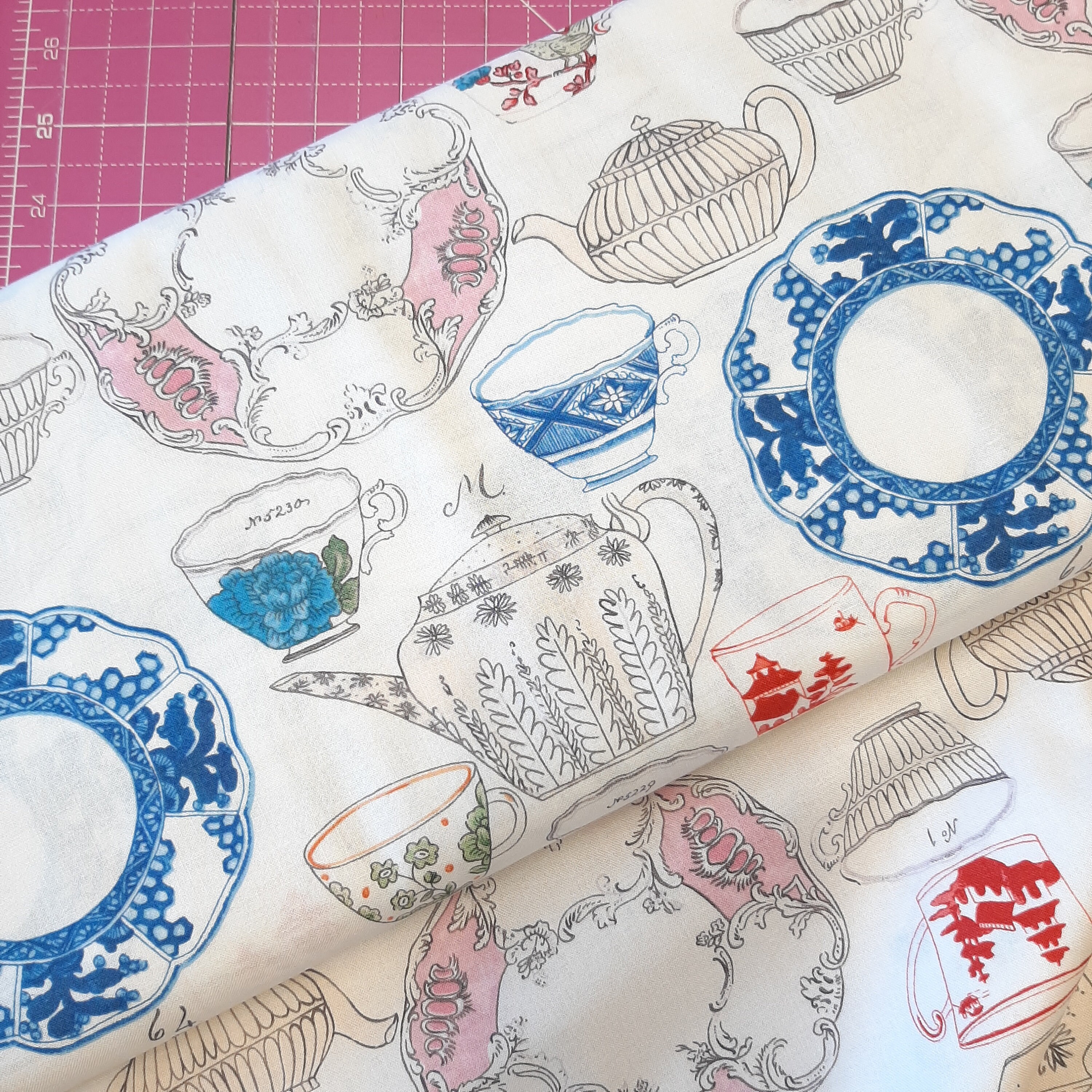 Blend printed cotton fabric, Tea garden quilt fabric, Cute tea cotton