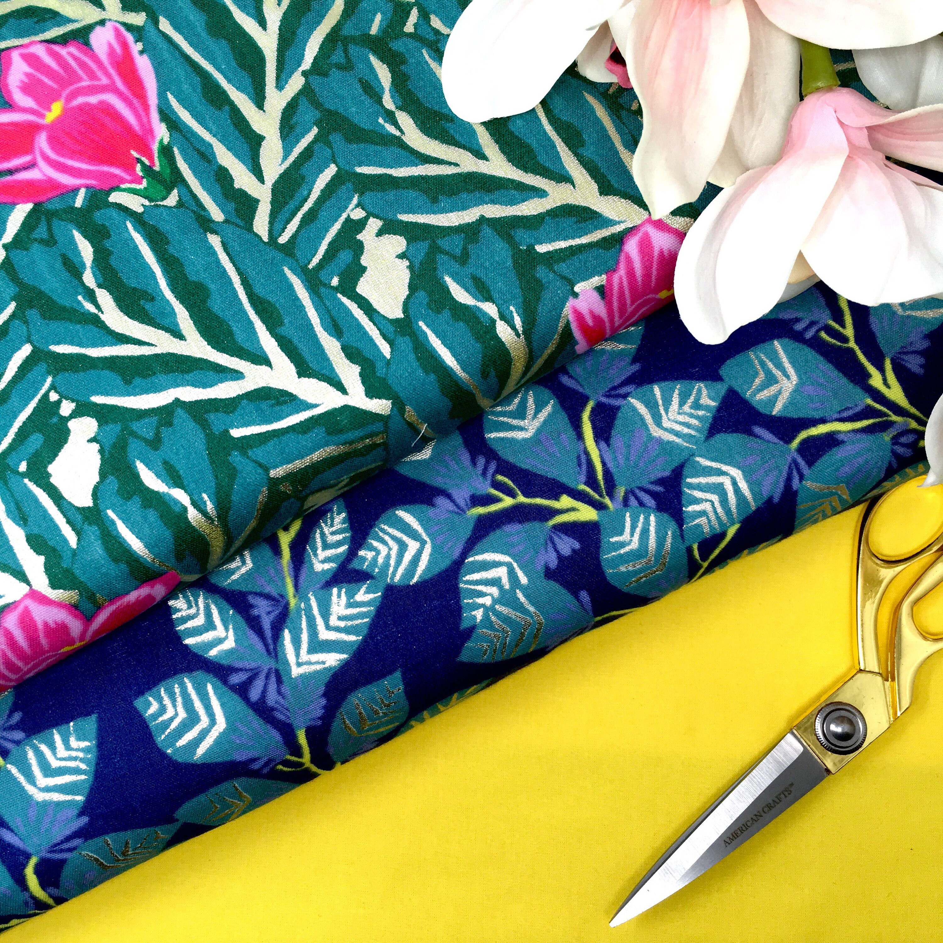 Double gauze cotton fabric printed, Navy Dressmaking double gauze