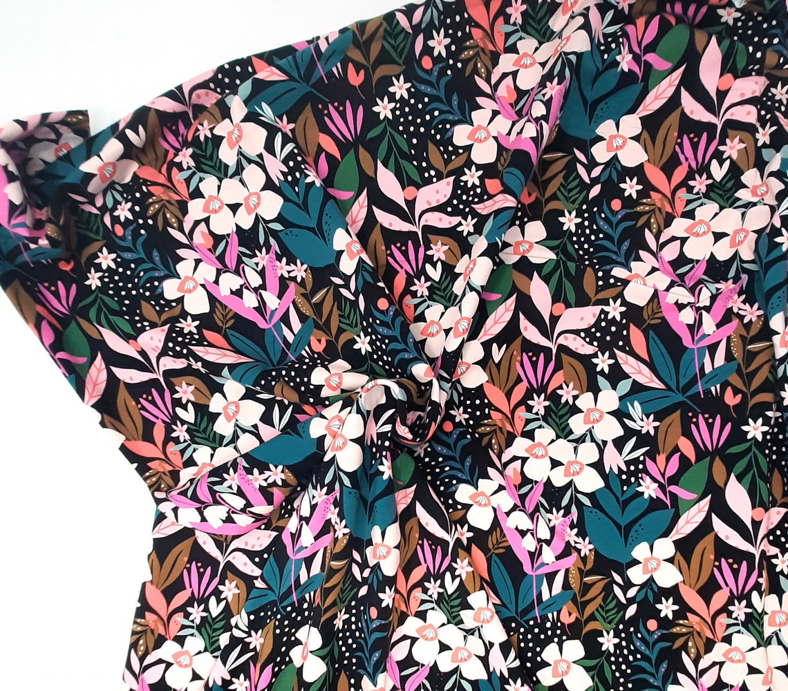 Dashwood Cotton lycra jersey knit Modern Floral Jersey Fabric Etsy