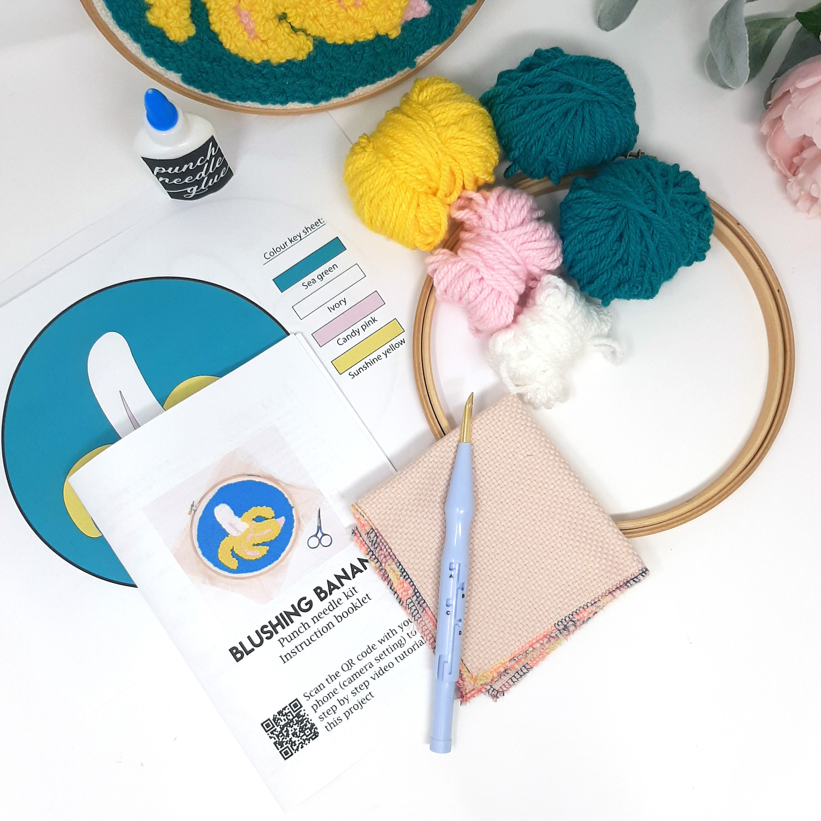 Punch needle kit UK, Complete Punch needle embroidery kit, Banana punch