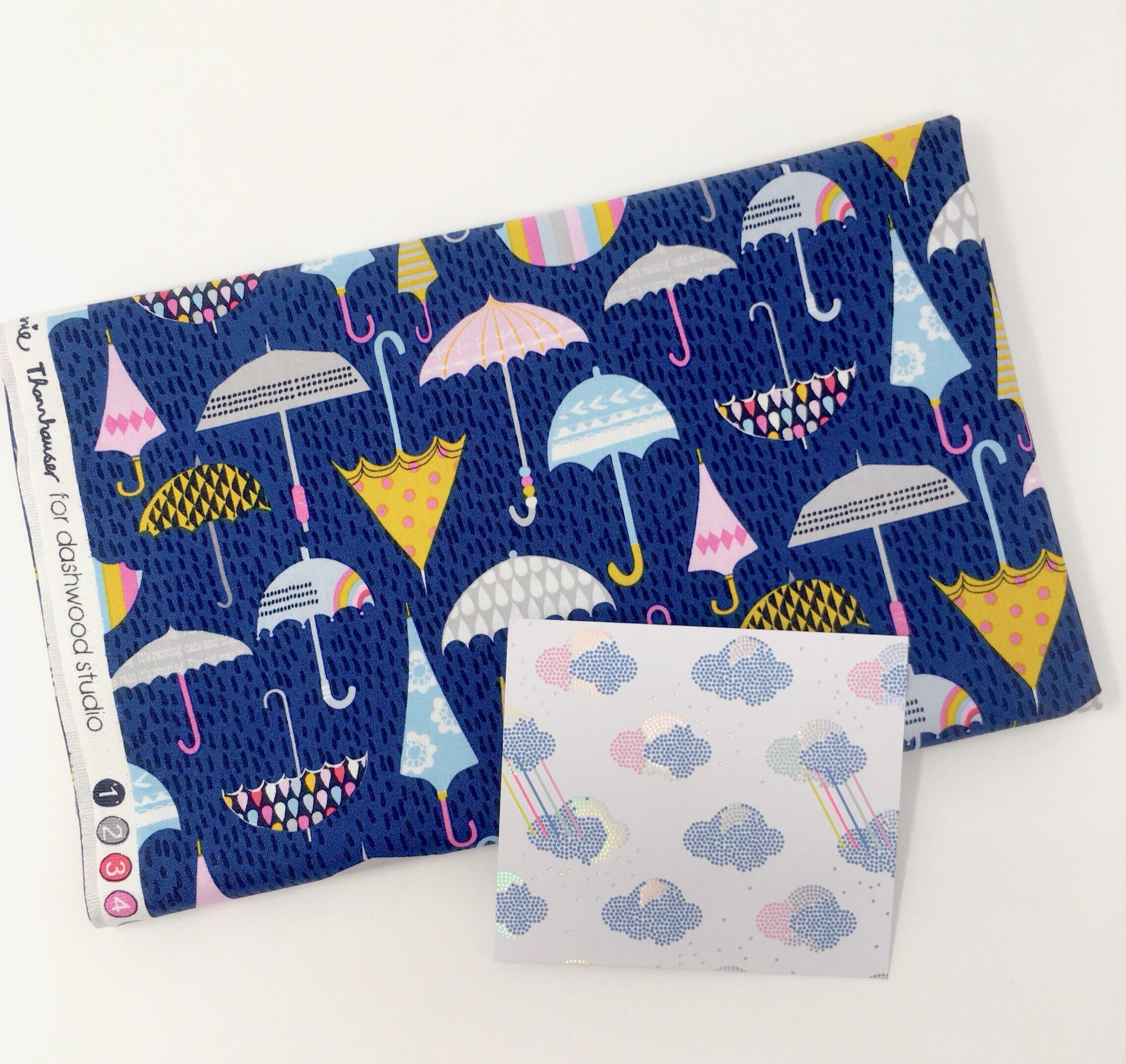 Dashwood umbrella printed cotton Cute umbrella quilt fabric Blue cotton fabric