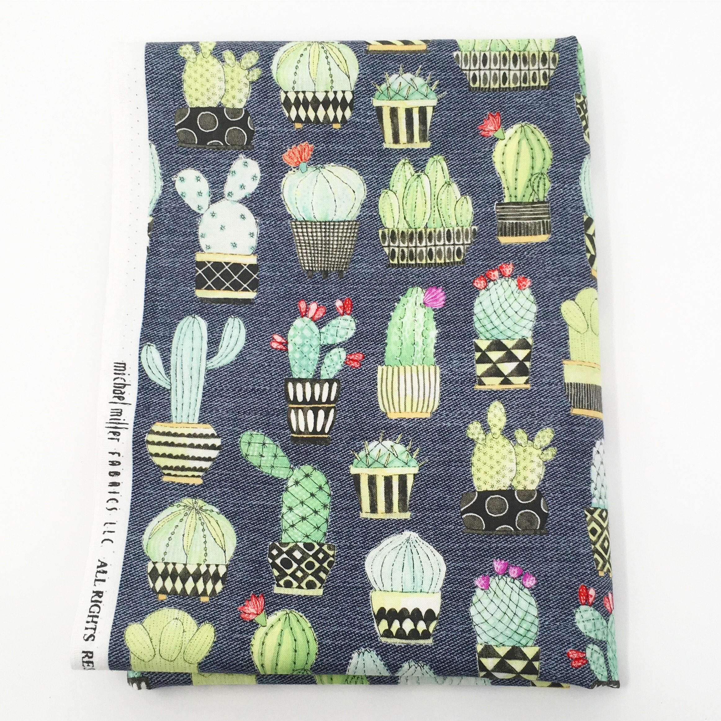 Michael Miller Cactus print cotton fabric I Cactus print fabric I Free
