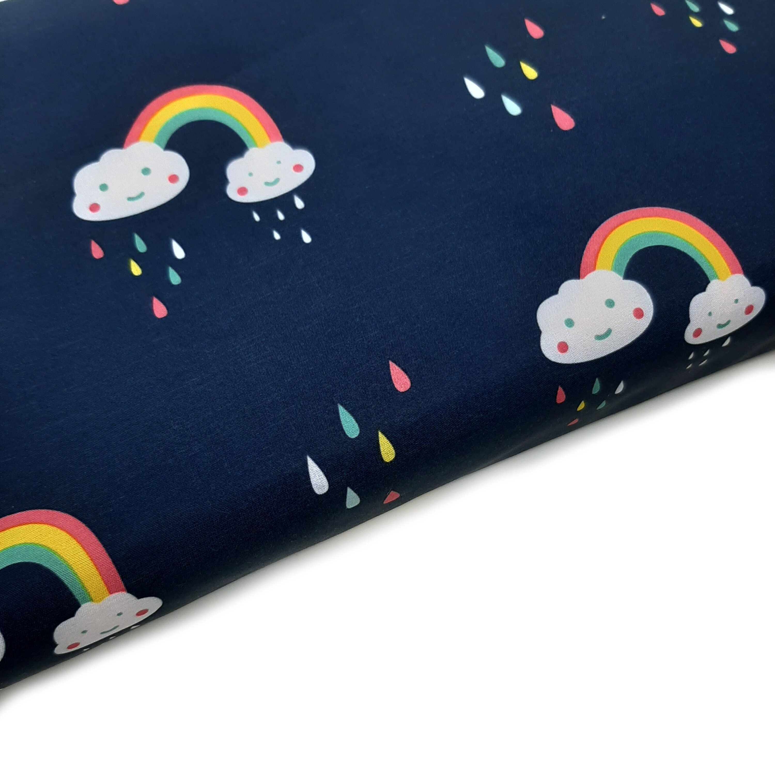 Rainbow coat fabric, Waterproof raincloud fabric, Raincloud printed