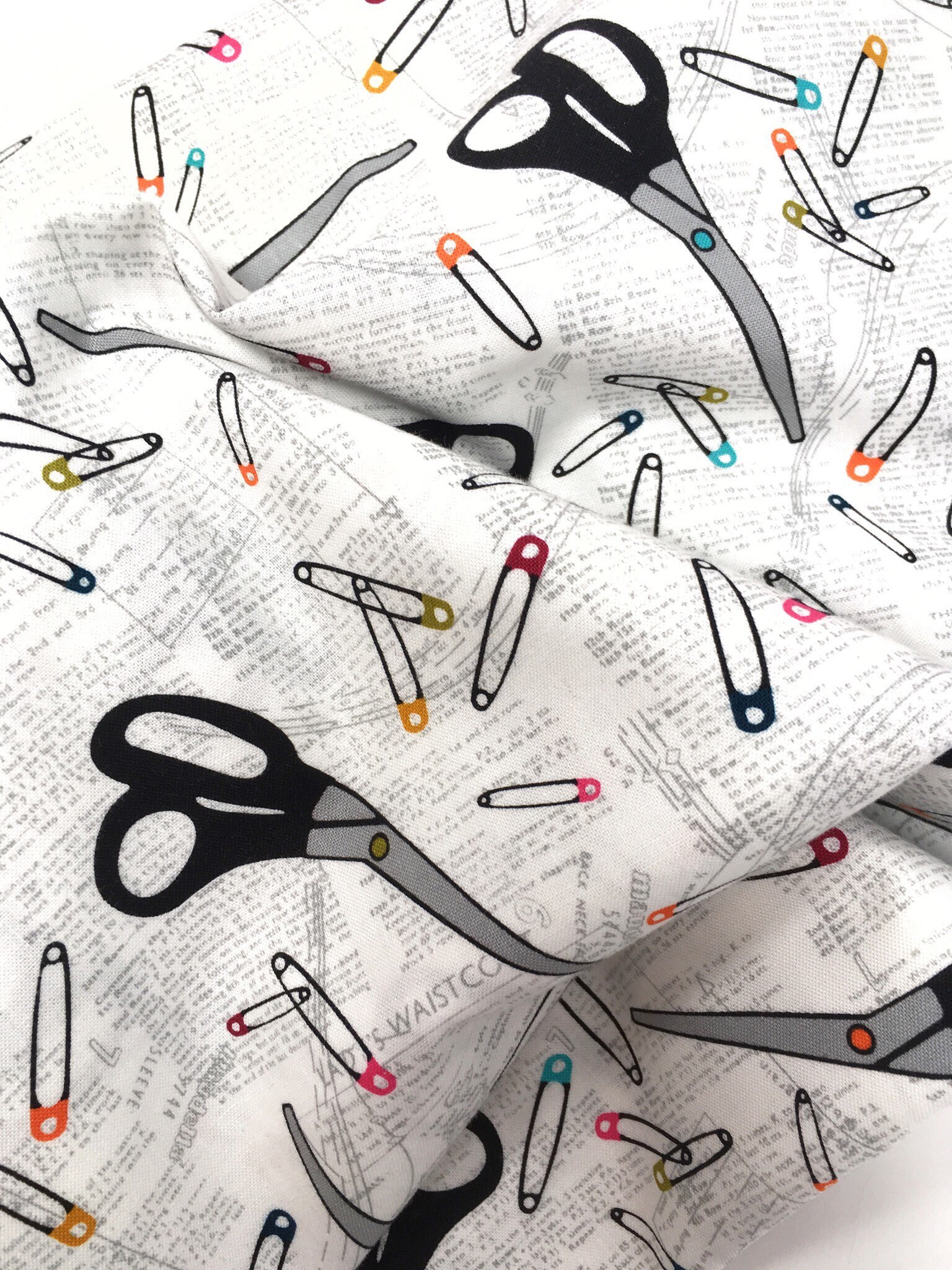 Sewing themed fabric Scissors printed cotton Sewing notion cotton