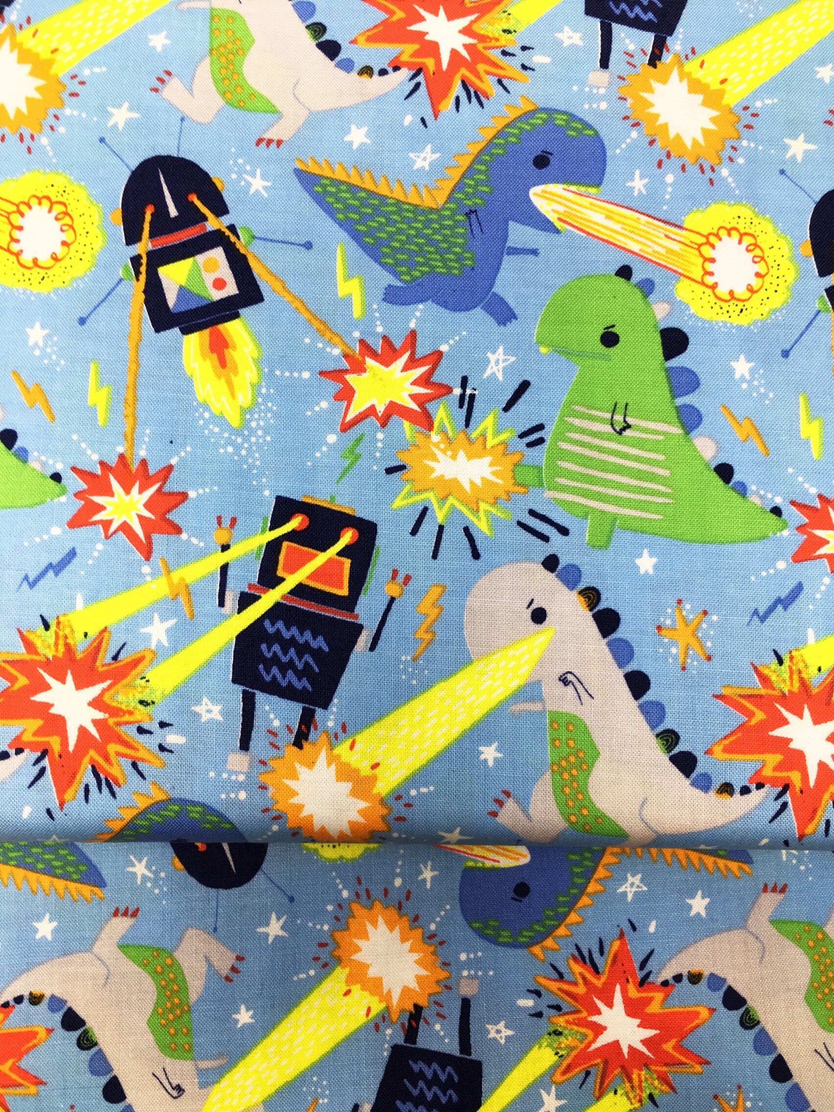 Dinosaur printed cotton fabric Blend Robot print fabric Monster