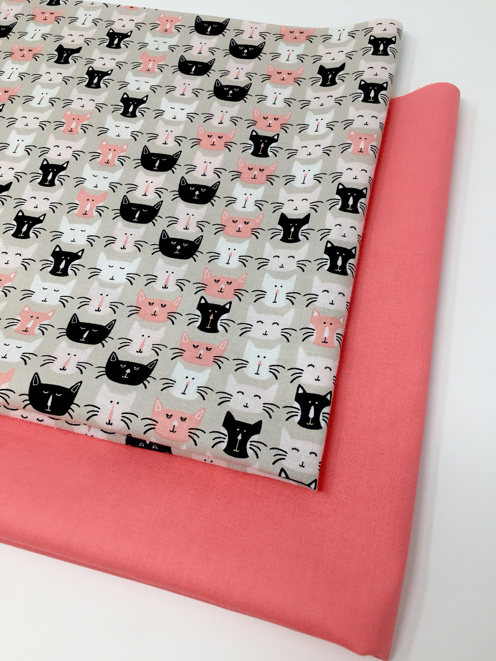 Black cat printed cotton Cat lover quilting fabric Quilting fabric