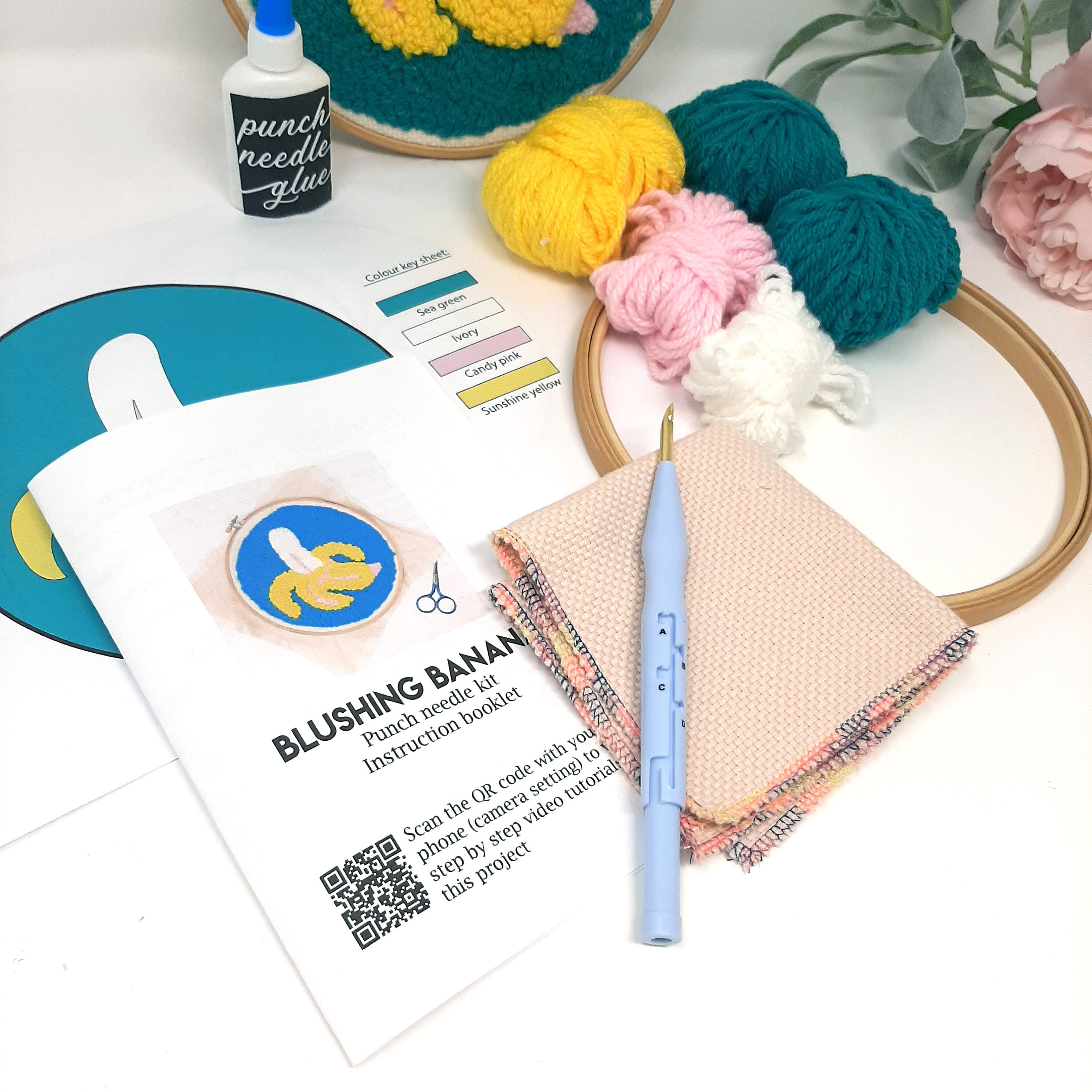 Punch needle kit UK, Complete Punch needle embroidery kit, Banana punch