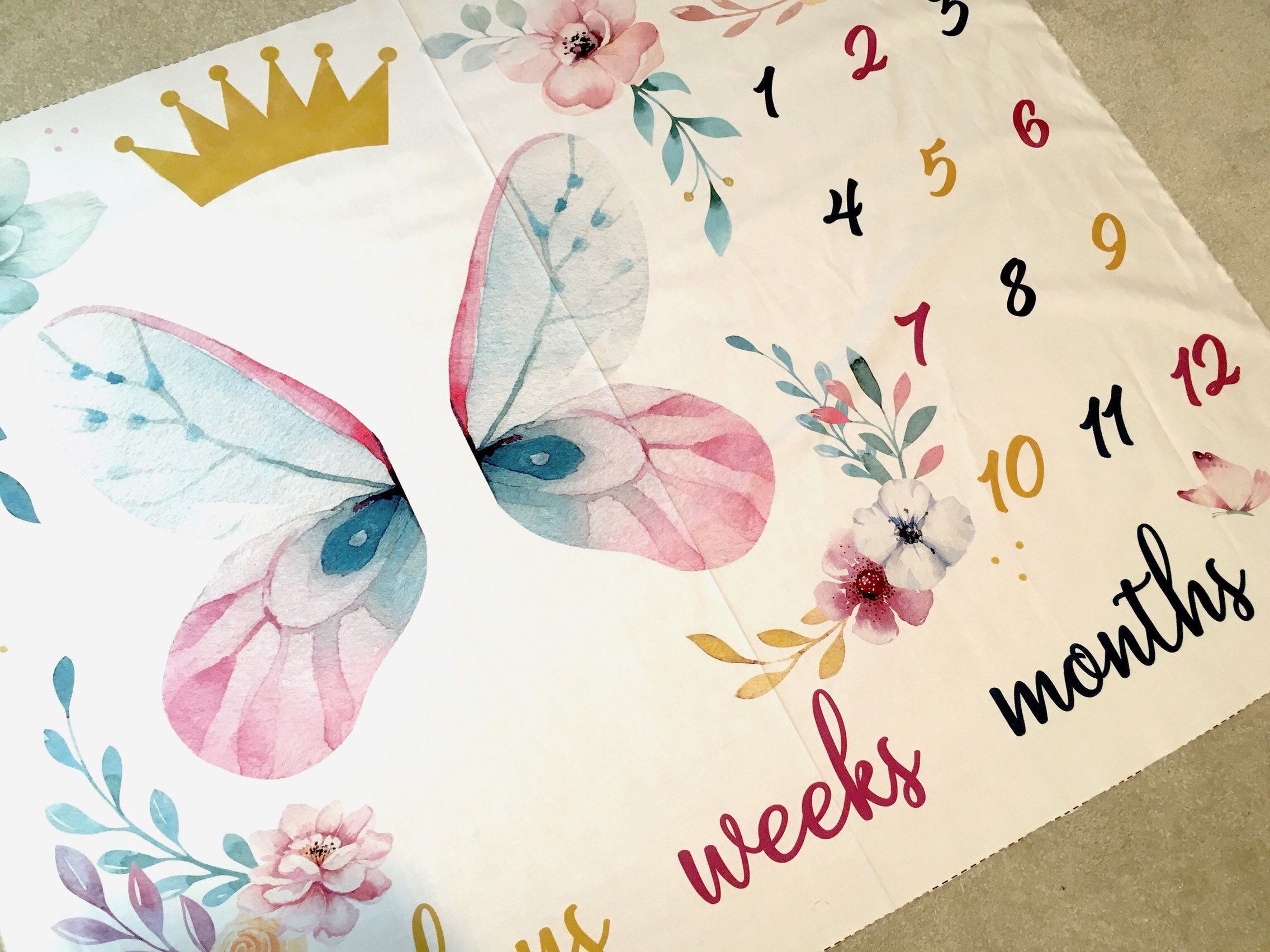 Milestone Baby blanket printed fabric panel Oh how they grow Robert