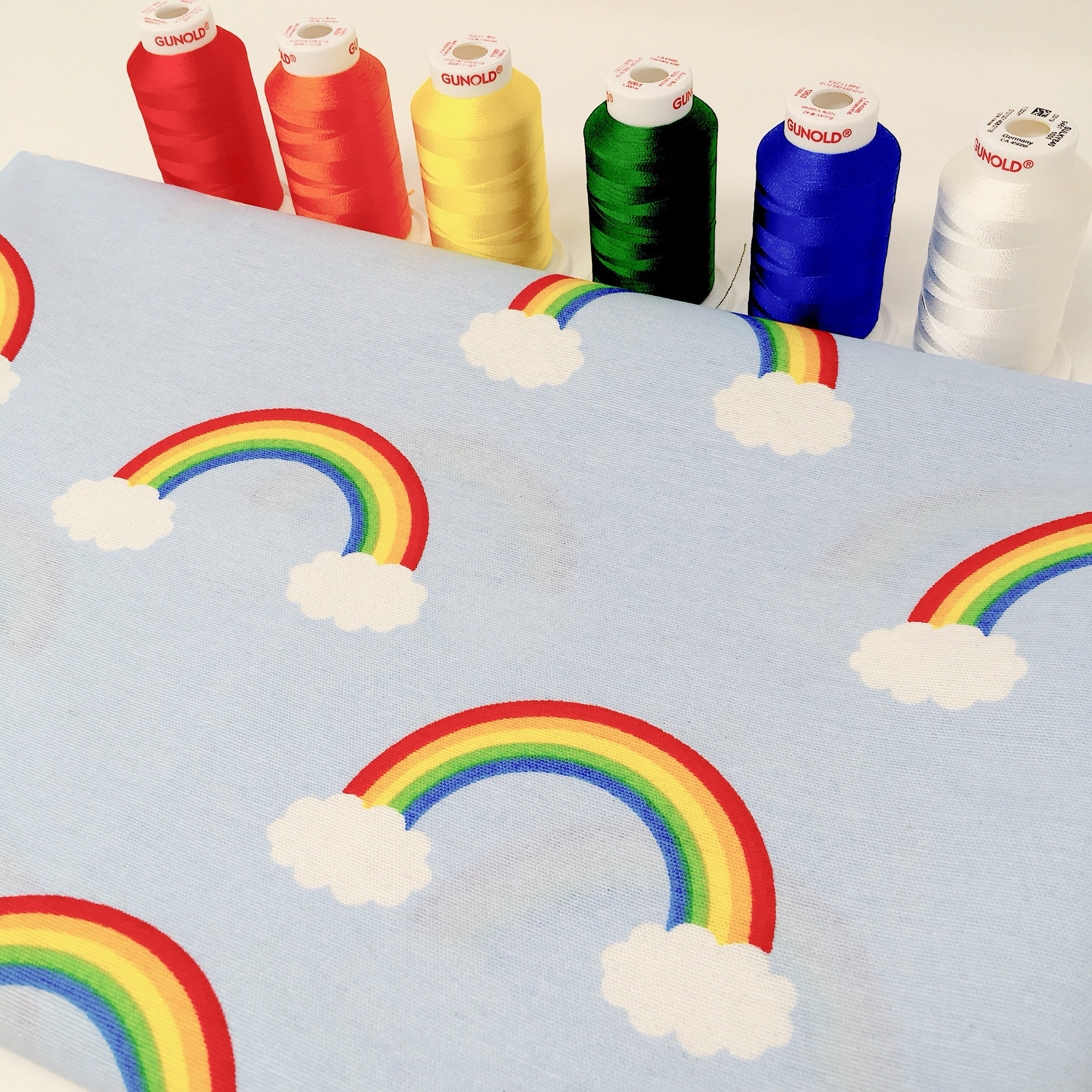 Rainbow upholstery fabric by the metre Unisex nursery decor fabric