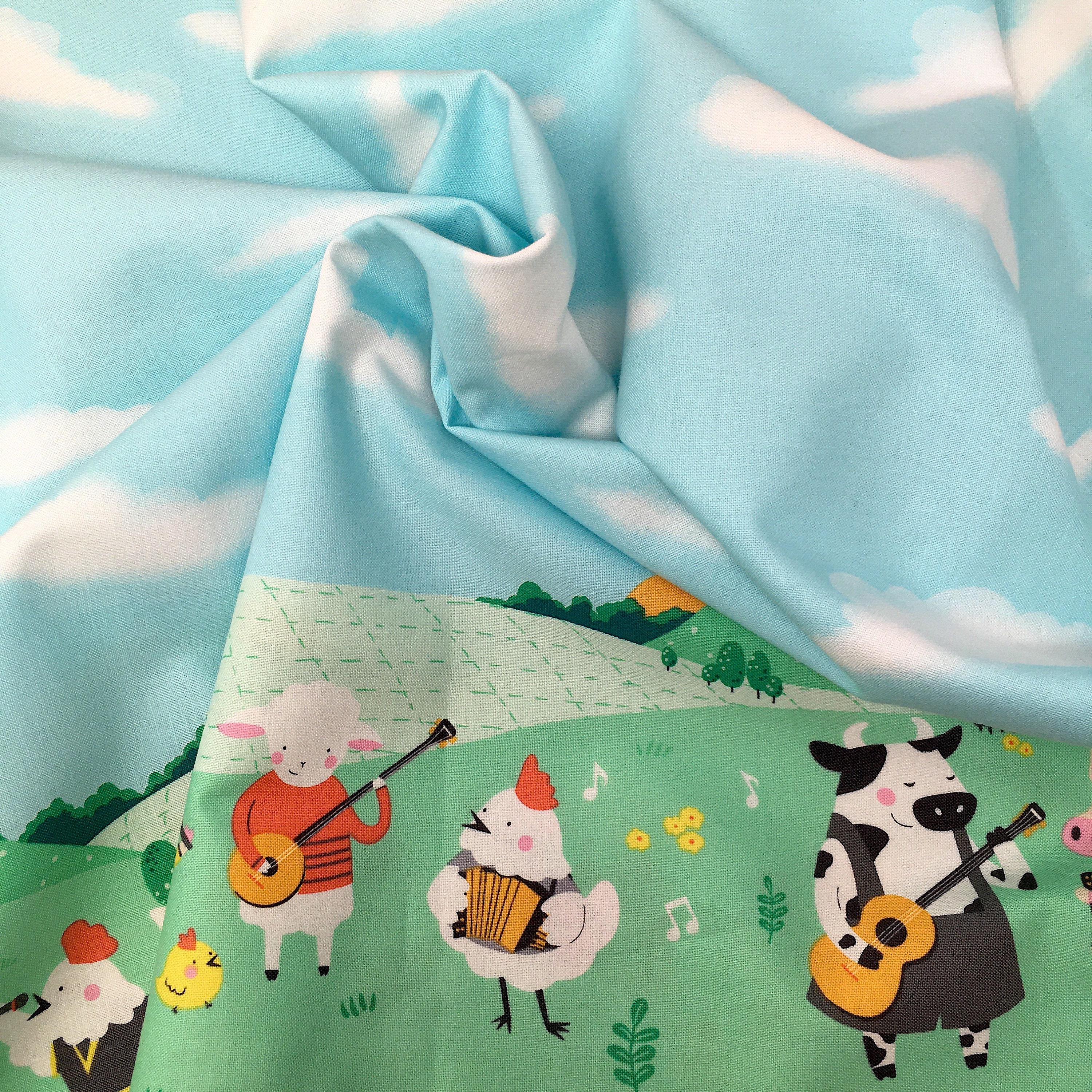 Michael miller border print fabric Farm border print quilting cotton