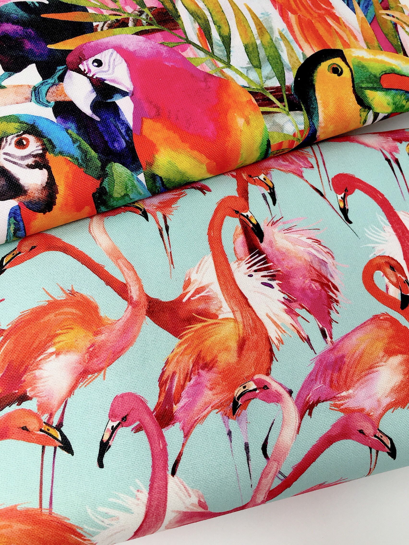 Flamingo upholstery fabric by the metre - Pink flamingo heavy weight
