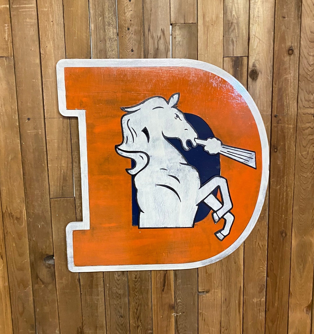 3D Old School Broncos D Logo, Distressed, Weathered, Handmade, Sports Logo,  Denver, 5280, Wall Art, Reclaimed Wood. - Etsy, image size:1080x1150