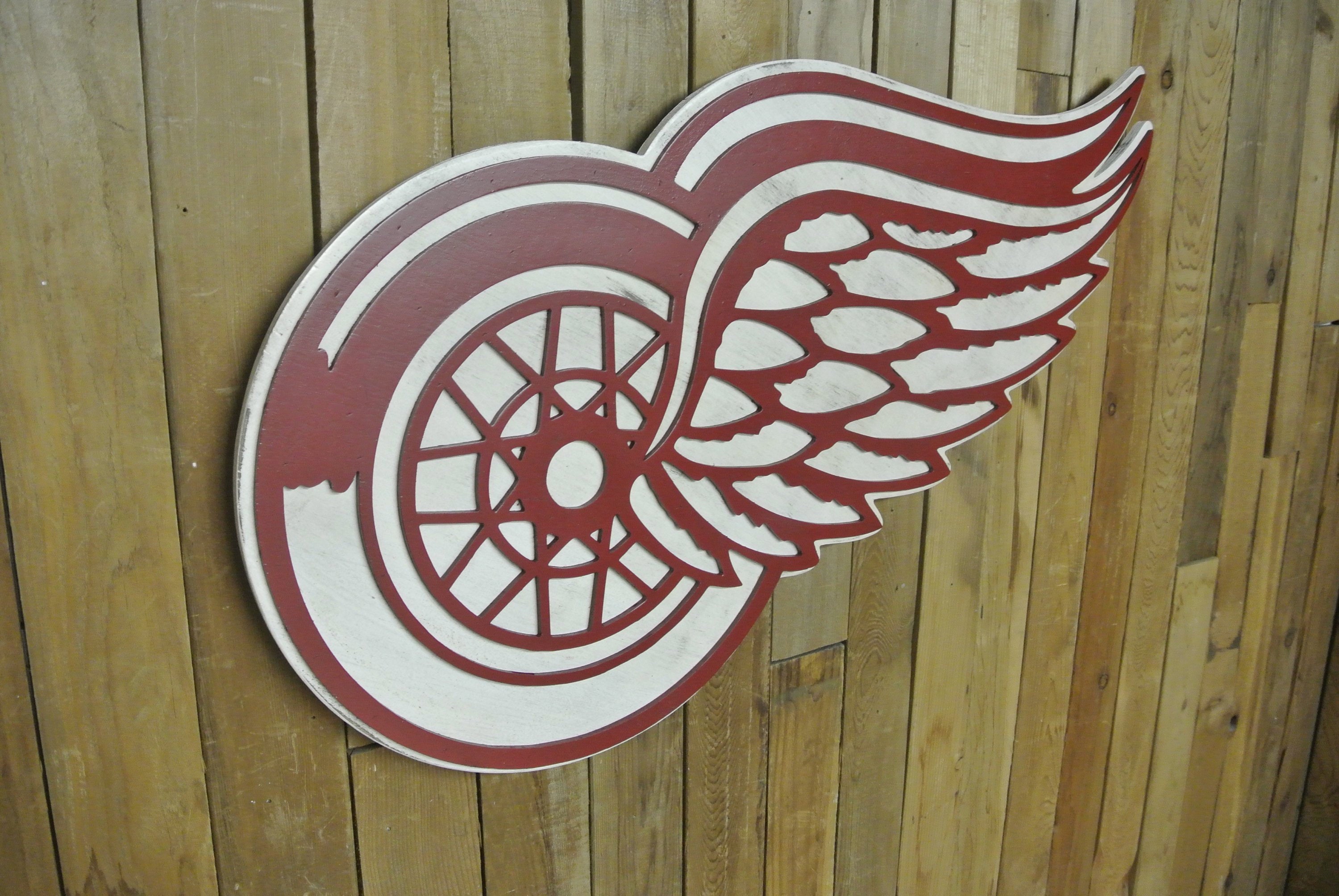 3D Old School Red Wings Logo, NHL, Eastern Conference, Hockeytown