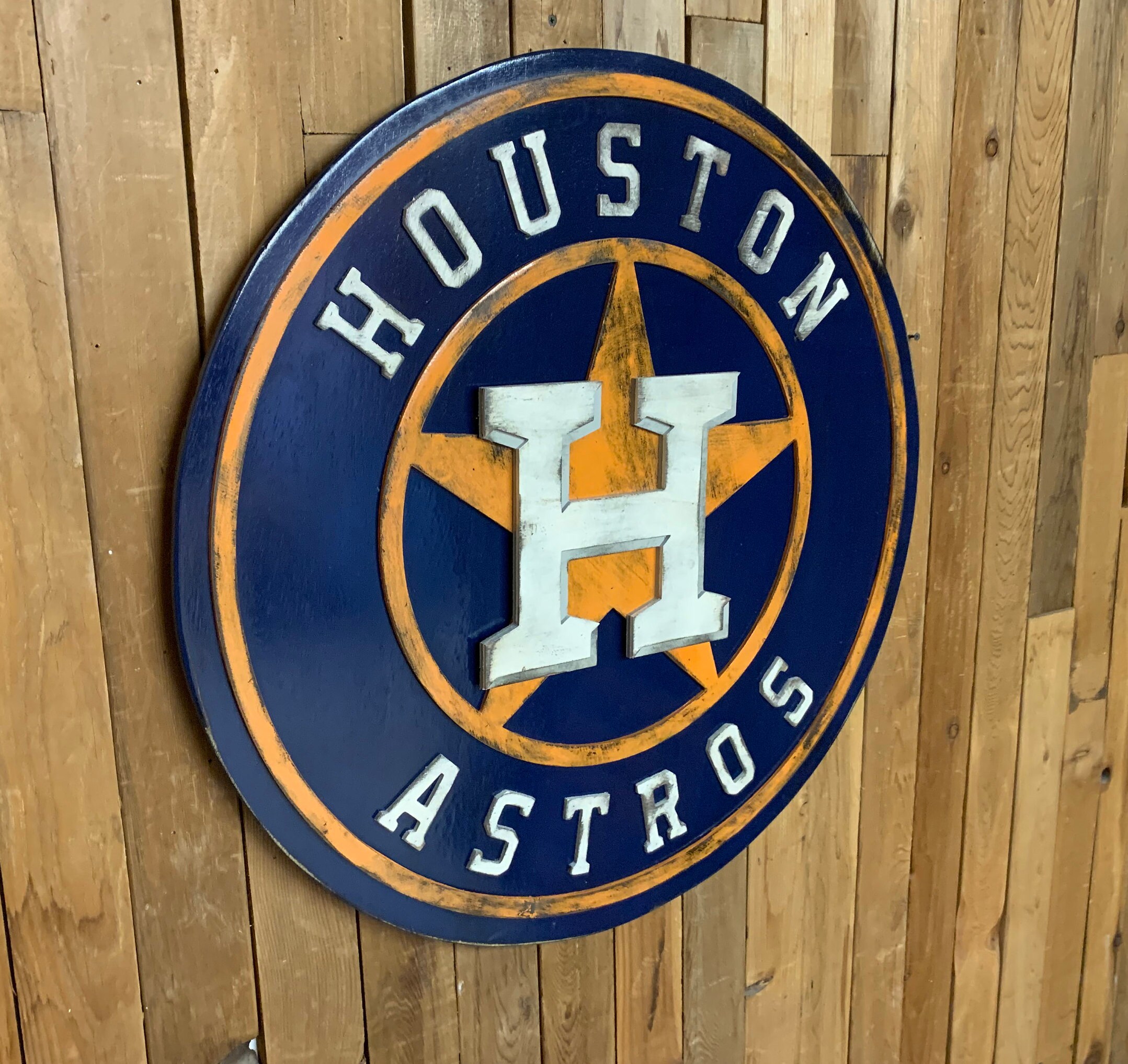 Houston Astros Logo, Baseball Logo, Reclaimed Wood, Wall Hanging, Home