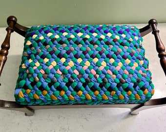 Blue/Green Stripy Traditional Footrest