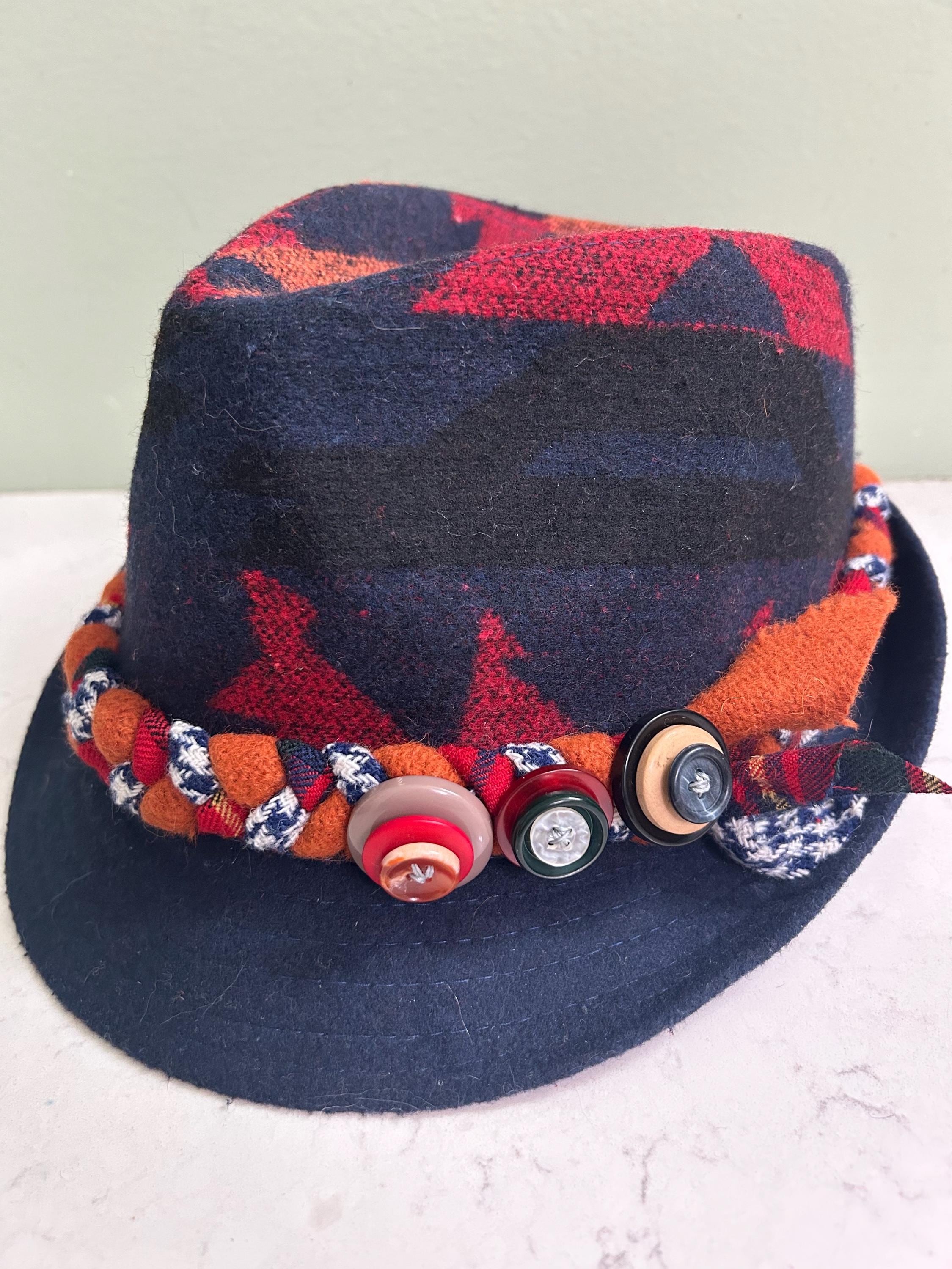Navy Orange Fedora - Etsy