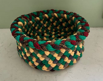 Rasta Colors Hand-Braided Supplies Basket
