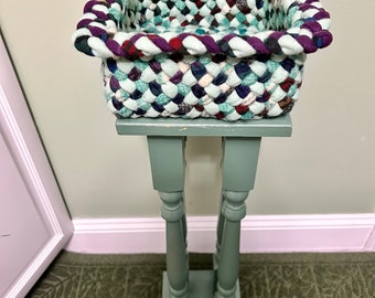 Square Basket atop a Stand, 30”x9”x9”