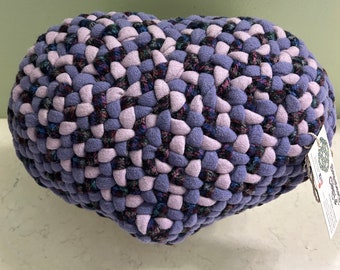 Lovely Lavender Mini Heart-Shaped Footrest, Hand-Braided