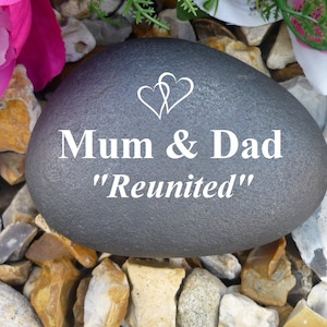 Personalized Pebble - Memorial - Weatherproof - Personalized - Linked Hearts