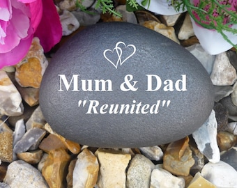 Personalized Pebble - Memorial - Weatherproof - Personalized - Linked Hearts