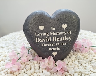 Heart Stone Memorial (Stone Effect) - Weatherproof - Personalized - Hearts