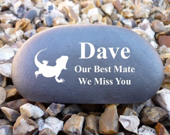 Personalized Pebble (Stone Effect) - Pet Memorial - Weatherproof - Personalized - Bearded Dragon - Medium