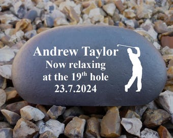 Pebble (Stone Effect) - Personalized - Weatherproof - Medium - Golf - Small