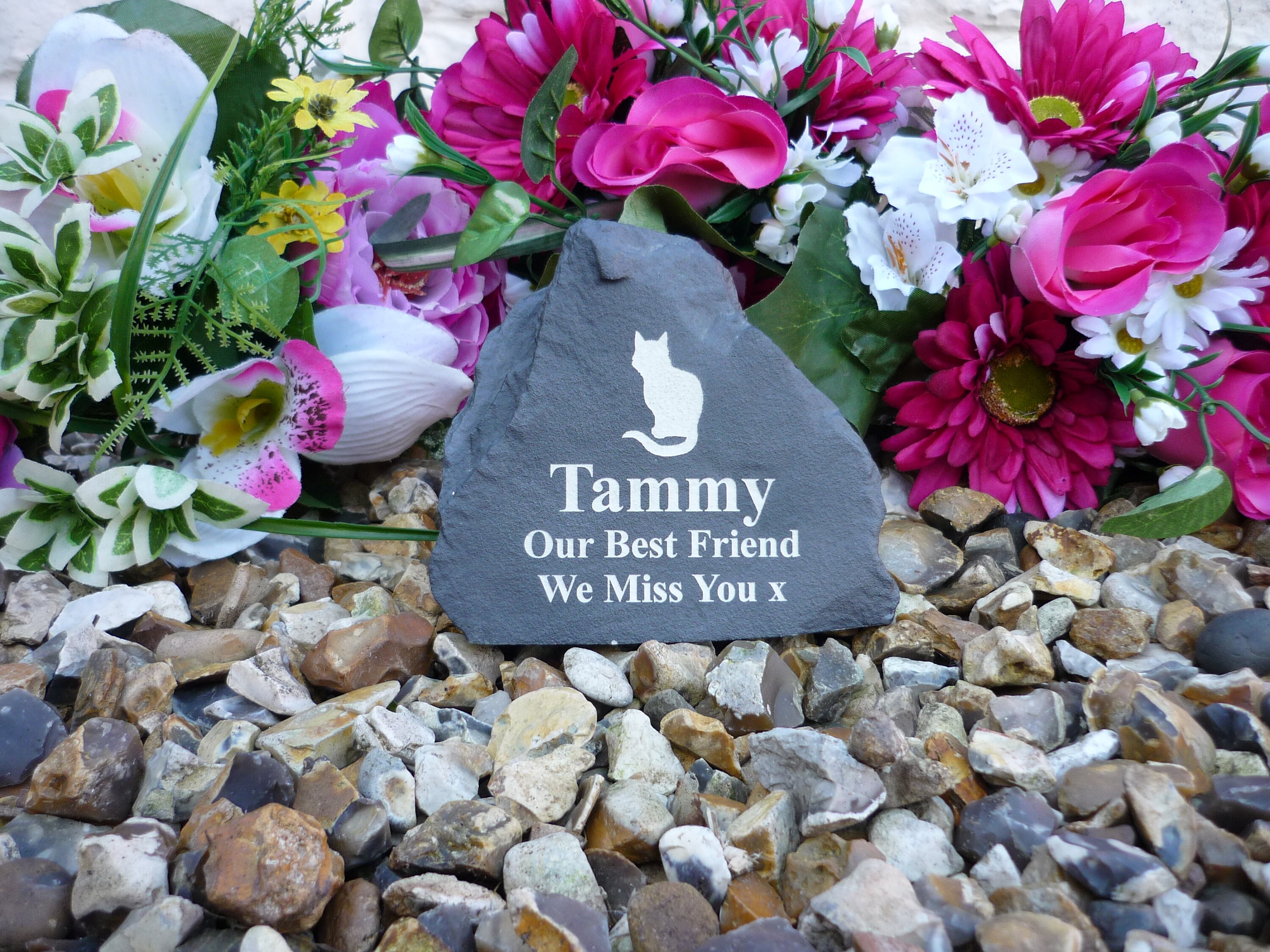Cat Memorial - Small Rock (Stone Effect) - Personalized - Weatherproof