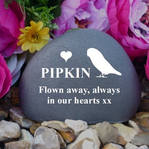 Bird Memorial - Personalized Pebble (Stone Effect) - Weatherproof - Freestanding - Love Bird Design