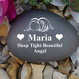 Ciottolo personalizzato - Memoriale - Resistente alle intemperie - Personalizzato - Design Baby Angel