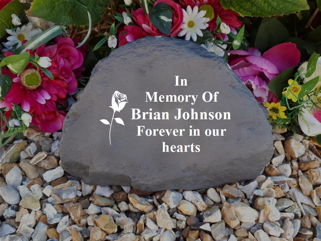 Large Memorial Rocks Large Rock Memorial (stone Effect) - Weatherproof - Personalized - Rose ...