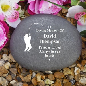 Personalized Pebble (Stone Effect) Large - Weatherproof - Personalized - Fisherman