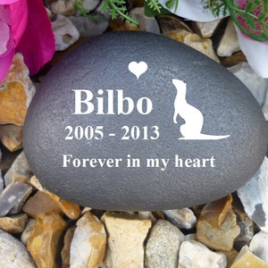 Personalised Pebble (Stone Effect) - Pet Memorial - Weatherproof - Personalised  - Ferret