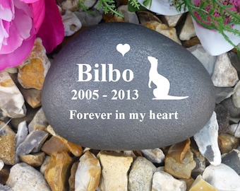 Personalized Pebble (Stone Effect) - Pet Memorial - Weatherproof - Personalized - Ferret