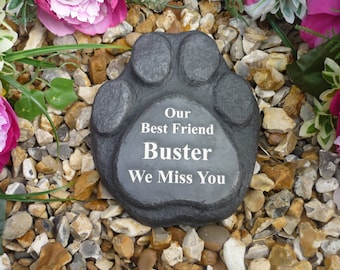 Personalised Paw Print (Stone Effect) - Pet Memorial - Weatherproof - Personalised