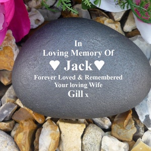 Personalized Pebble (Stone Effect) - Memorial - Weatherproof - Personalized - Various Designs (SP1)