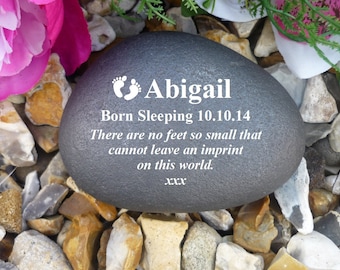 Memorial Pebble - Personalised - Weatherproof - Baby Feet Design