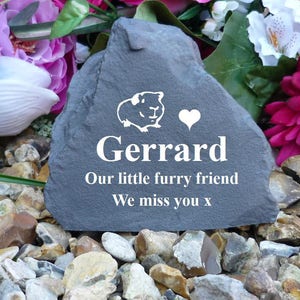 Pet Memorial - Small Rock (Stone Effect) - Personalized - Weatherproof - Guinea Pig