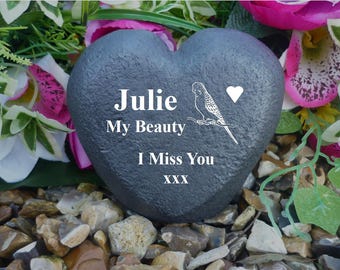 Pet Bird Memorial - Heart - Weatherproof - Personalized - Freestanding - Various Bird Designs
