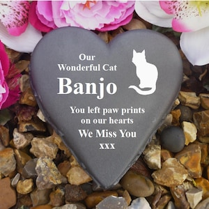 Pet Memorial Heart - Weerbestendig - Gepersonaliseerd - Cat Designs