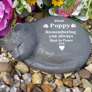 Memorial para gatos - Personalizado - Resistente a la intemperie - Gato durmiendo
