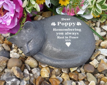 Cat Memorial - Personalized - Weatherproof - Sleeping Cat